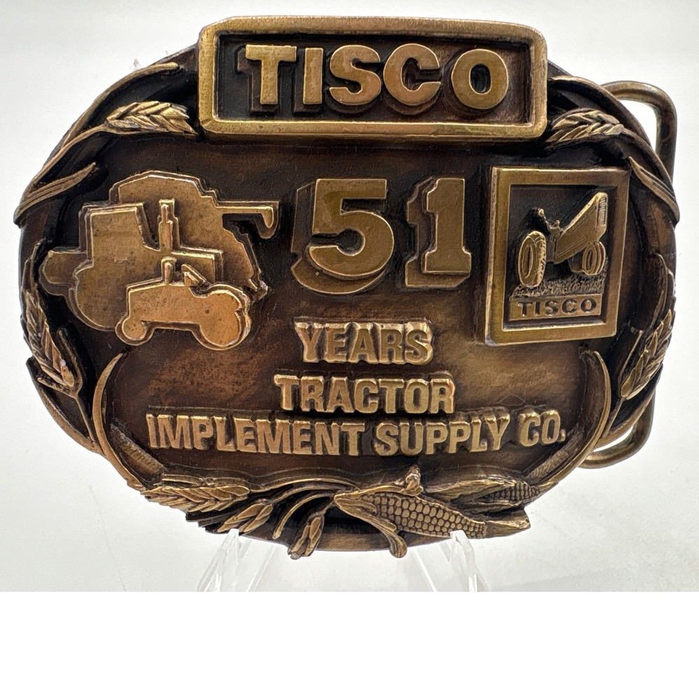 TISCO 51 Years Tractor Implement Supply Co‎ Belt Buckle Vintage Farming Brass